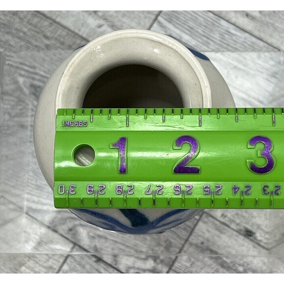 Studio Art Pottery Floral Design Bud Vase Blue Boho 4” Tall Signed JG - Picture 10 of 12